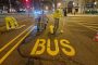 Pintura provisional carril bus en el centro de Barcelona